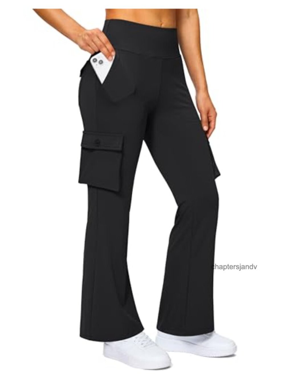 High Waist Flare Leggings with 6 Pockets 4-Way Stretch Cargo Yoga Pants